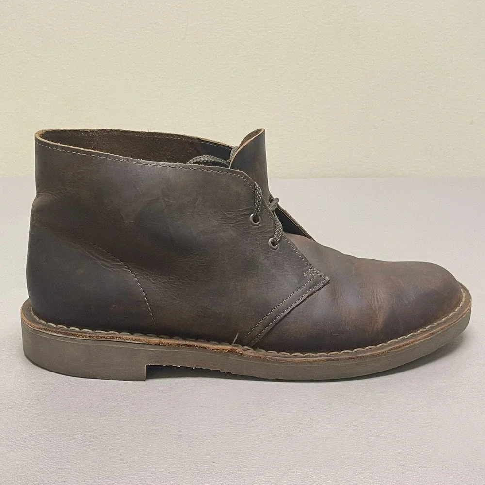 Clark Bushacre 2 Desert Chukka Boots‎ Men 10 Beeswax Brown Leather Lace Up Shoes